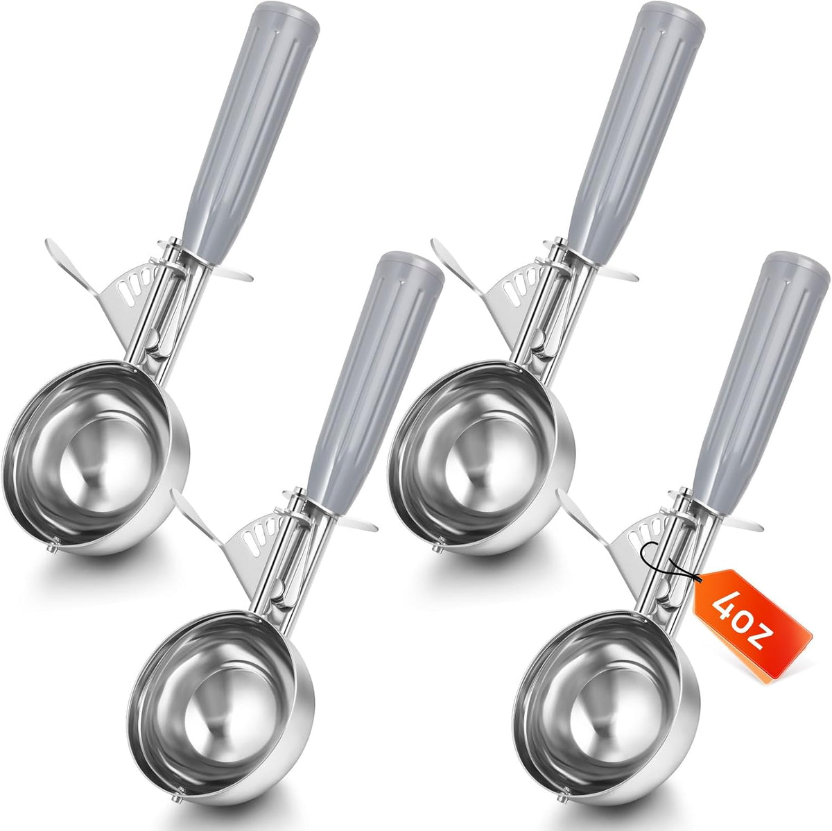 Reallnaive Ice Cream Scooper with Trigger, 4 oz, Gray