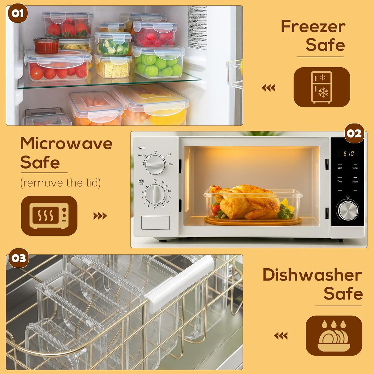 50 PCS Thicker Food Storage Containers with Lids, Clear Stackable Airtight Leakproof Reusable Plastic Meal Prep Container Set for Kitchen Storage/ Lunch, Fridge/ Microwave Safe with Labels&Pen