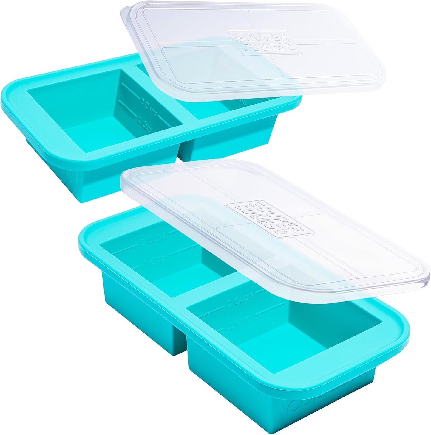 Souper Cubes 2 Cup Silicone Freezer Tray with Lid, Perfect for Storing Lasagna, Leftovers, Sauces, Portioned Meals and More, Silicone Freezer Mold for Meal Prepping - Blueberry - 1-Pack