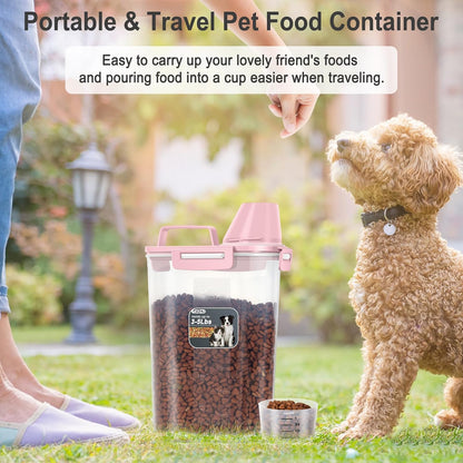 Dog Cat Food Storage Container, Pet Food Pourable Container Airtight with Large Spout & Cup, BPA-Free Plastic Food Dispenser for Pet Food, Bird Seed, Rice, Flour (Dark Gray, 2.5L)