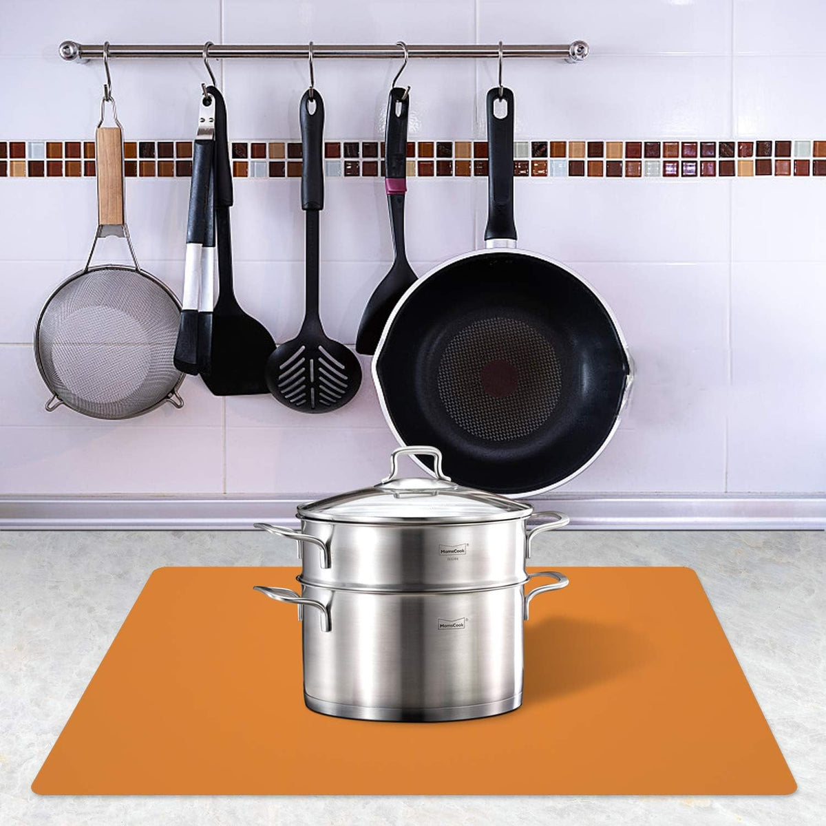 Silicone Placemats, Food-Grade Non-Slip Waterproof, Dining, Stain Resistant, Countertop Protector, Kitchen Counter Mat, Heat Resistant, Baking mat Dishwasher Safe (23.6"×15.7"-1pack, Black)