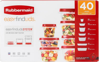 Rubbermaid EasyStore Large Containers, 18-Piece Set, Food Storage Containers with Lids