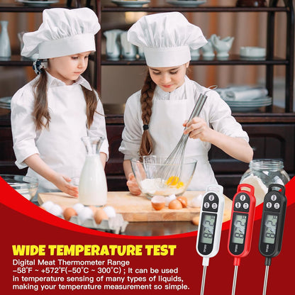 Copkim Instant Read Meat Thermometer Long Probe,Black, White, Red