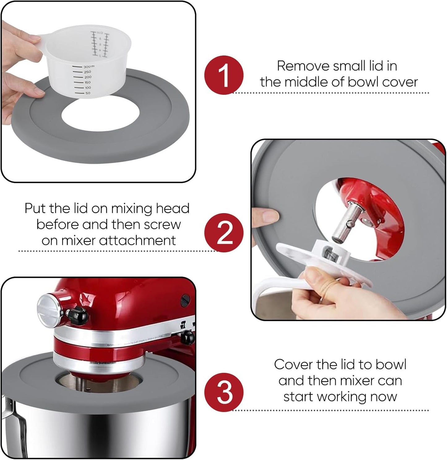 Stainless Steel Bowl Compatible with Kitchenaid Mixer 4.5/5QT，With Grey Lid,5 Quart Stainless Bowl for Kitchen Aid Mixing,With Green Lid