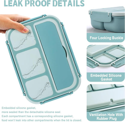 Bento Box Adult Lunch Box, Lunch Containers for Kids Girls Boys with 4 Compartments, Lunchable Food Container with Utensils, Sauce Jar, Muffin Liners, 40 Oz/5 Cup, Microwave Safe, Lavender