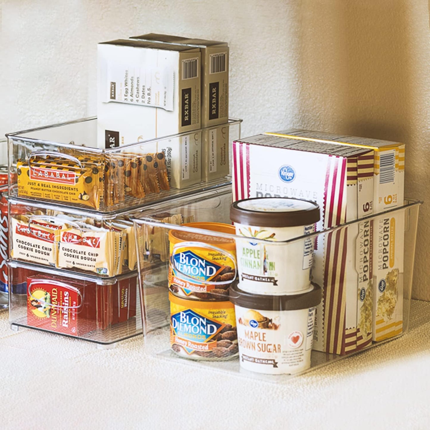 Sorbus Set of 8 Clear Fridge Organizers - Refrigerator & Pantry Bins for Organizing Food - 2 Different Sizes with Handles - Kitchen, Bathroom, & Closet Storage Containers