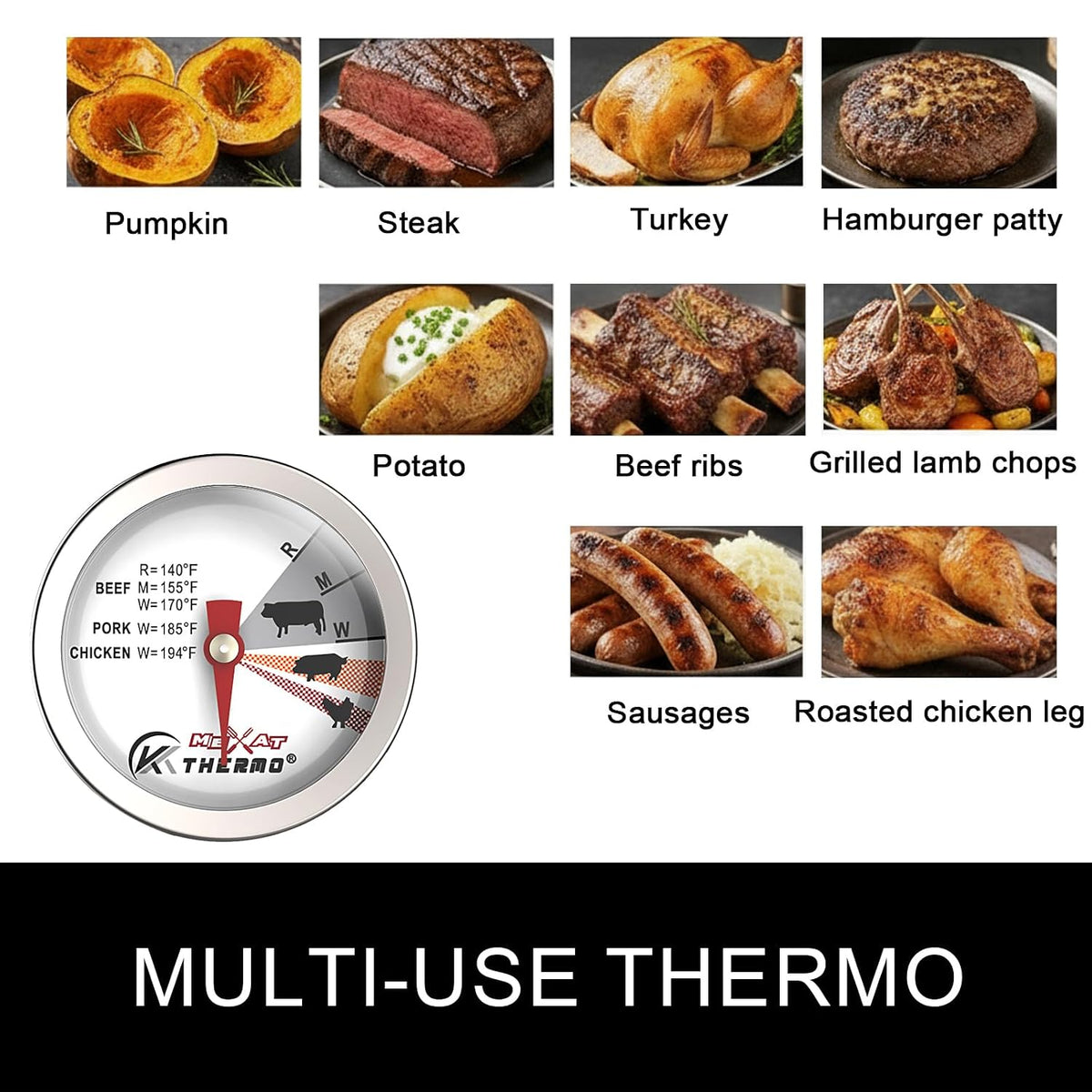 Oven Thermometer 2.75-Inch Dual Scale, 50-300°C/100-600°F, NSF 2‑Pack