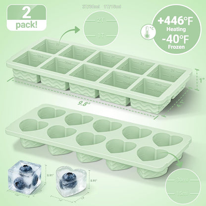 Doasuwish Silicone Freezer Molds for Soup with Lid – 1-Cup Soup Container Style Ice Cube Trays for Freezer, Meal Prep & Food Storage, Freeze 250mL/125mL Portions – 2 Pack