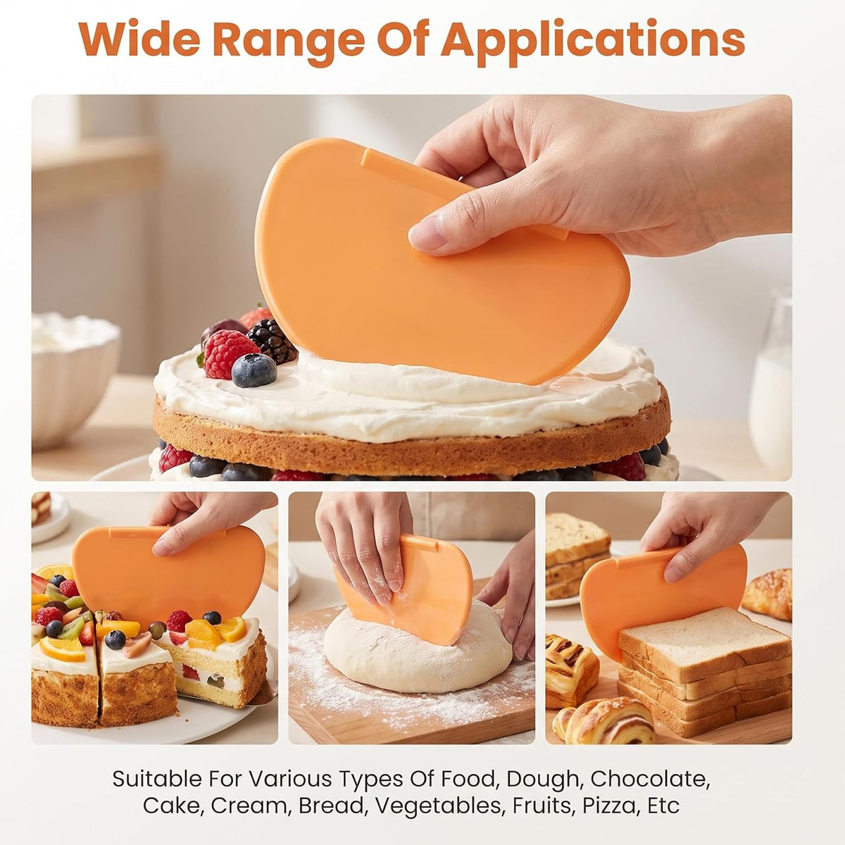 3pcs Bread Scraper for Sourdough,Silicone Bench Scraper Kitchen