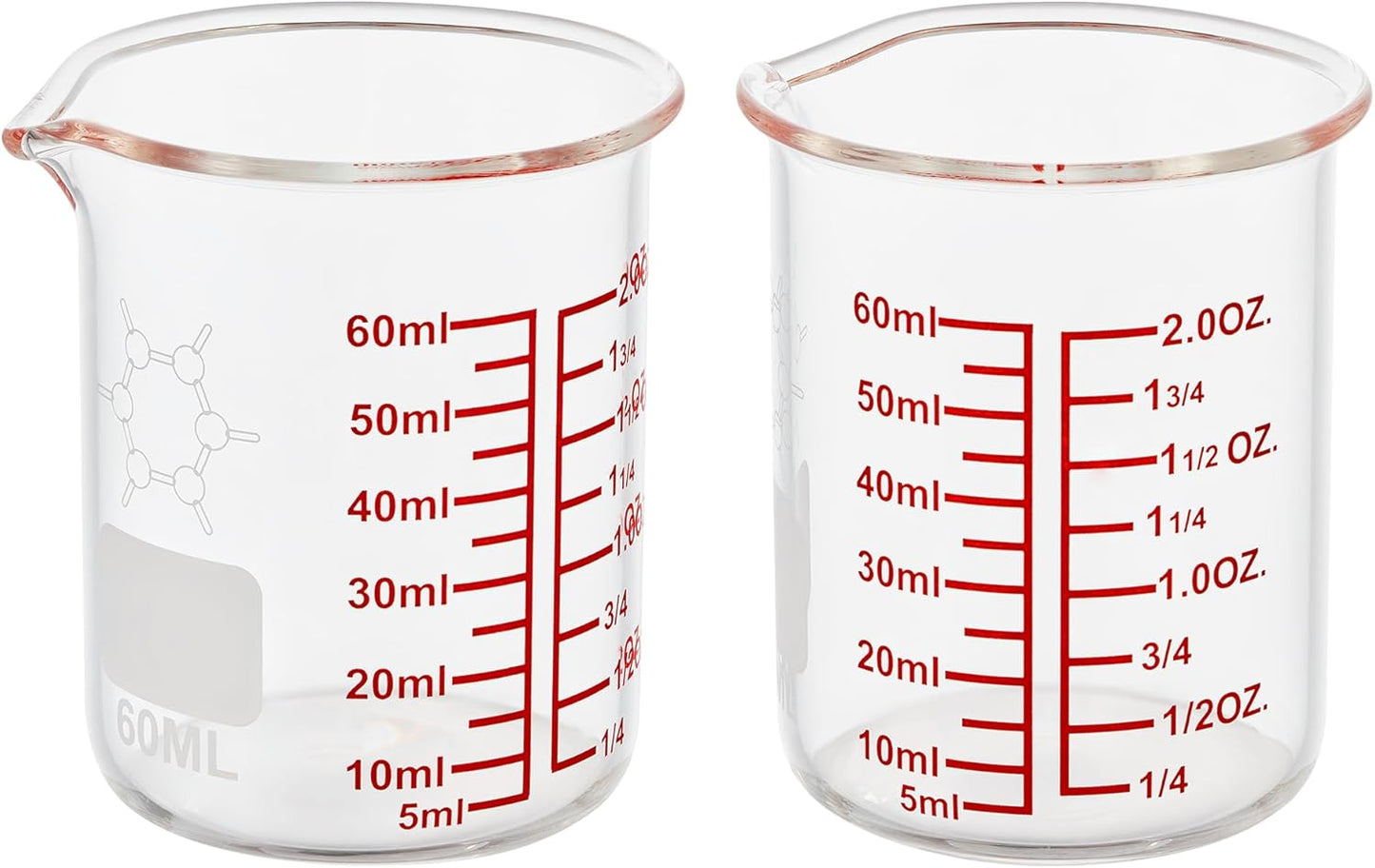 Ackers Mini Glass Measuring Beaker Set, Borosilicate, 2oz 4oz 8oz Measuring Cups