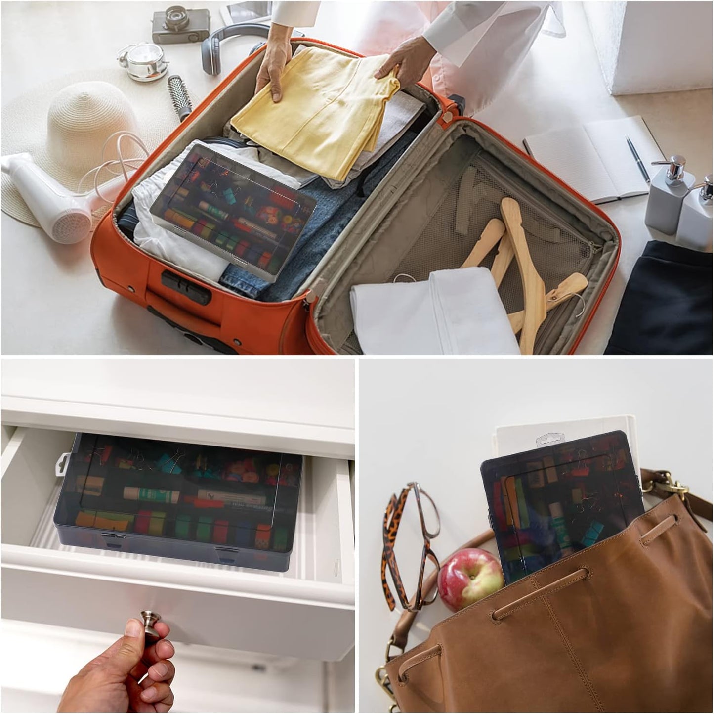 Gbivbe Large 24 Grids Plastic Organizer Box Adjustable Dividers,Clear Storage Box for Jewelry, Art DIY Crafts, Washi Tapes, Beads and Small Parts