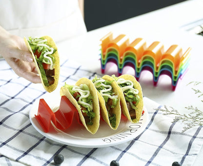 6-Color Small Taco Holder Stand – 6-Slot BPA-Free Taco & Tortilla Organizer for Kitchen, Parties, Picnics & BBQ | Dishwasher Safe, Stackable & Space-Saving Design