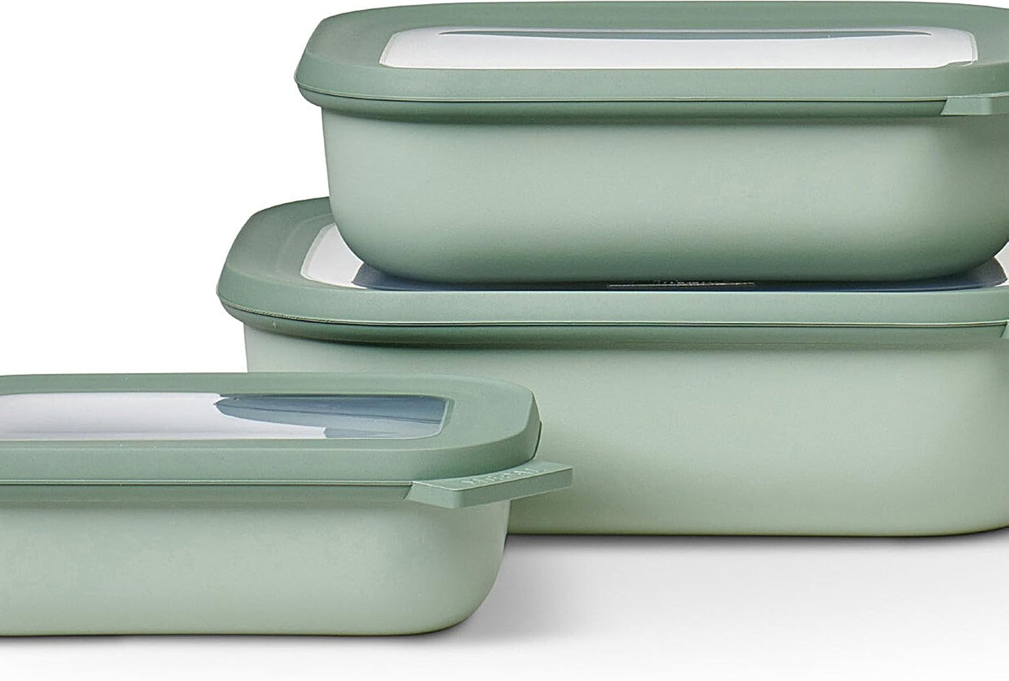 Mepal Cirqula Set of 3 Rectangular Deep Multi Food Storage Serving Containers with Transparent Lids | Perfect for Food Prep | Microwave & Dishwasher Safe | Nordic Black | Made in Holland