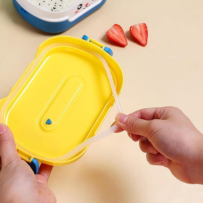 Cute Bento Box, with Cutlery Set Portable Lunch Box, 700ML Leak-proof 2 Compartment Lunch Container, Reusable Snack Box, Microwave/Dishwasher/Freezer Safe, BPA Free, Snack Container (Purple)