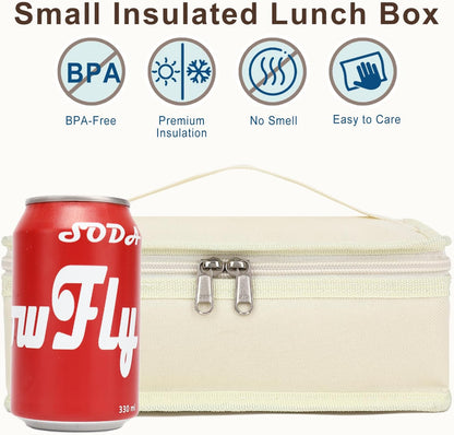 FlowFly Small Insulated Lunch box Portable Soft Bag Mini Cooler Thermal Meal Tote Kit with Handle for Work & School, Black