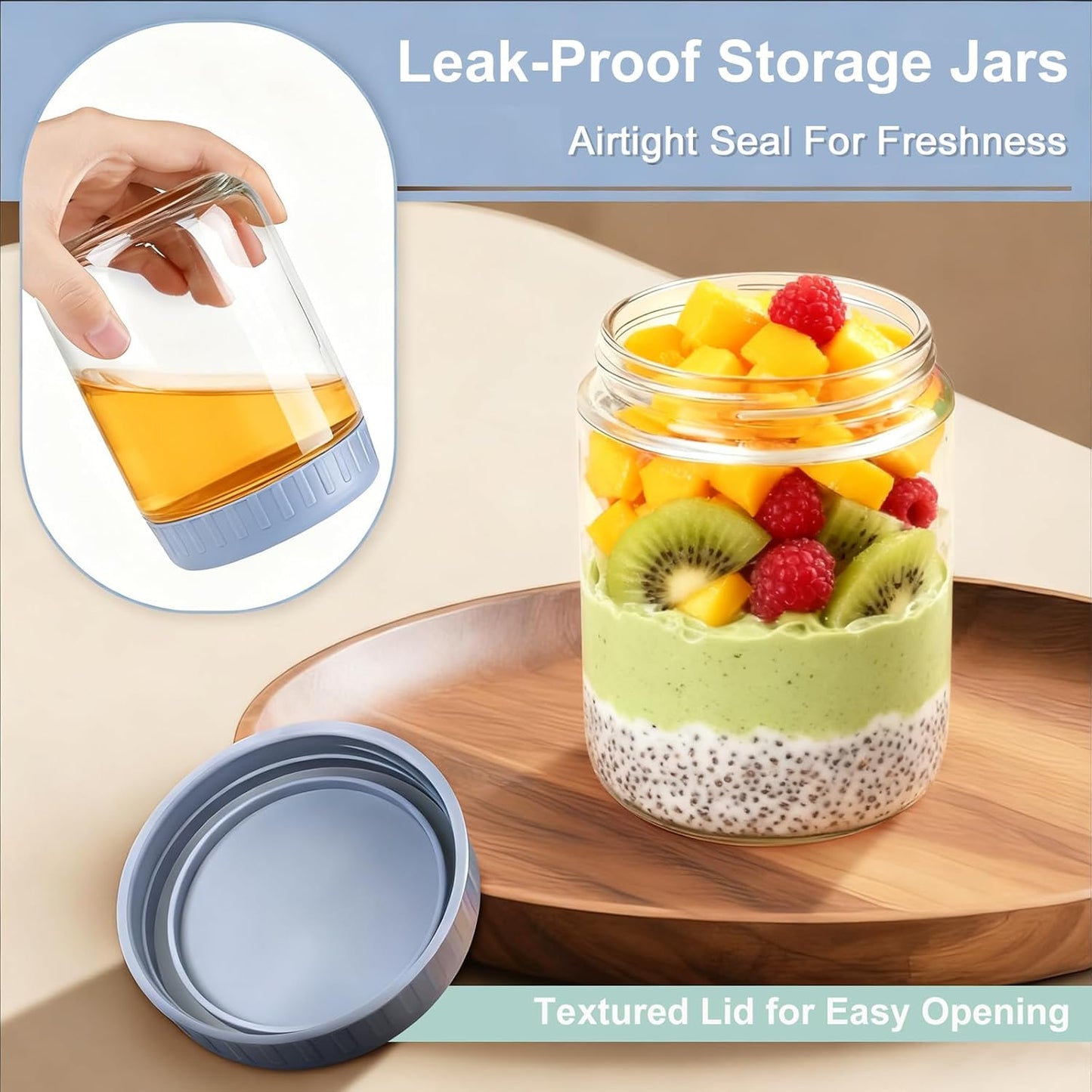 Overnight Oats Containers with Lids, 10oz Wide Mouth Mason Jars with Lids, 9 Pack Glass Jars with Airtight lid for Chia Pudding Yogurt Salad, Meal Prer Oatmeal Jars, Pink
