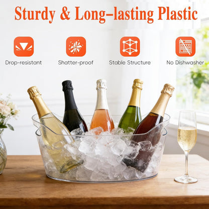 2 PCS Ice Bucket for Parties, 6.5L Large Ice Bucket, 1.7 Gallon Champagne Bucket with 2 Scoops, Beverage Tub Mimosa Bar Supplies for Champagne, Beer, Cocktail