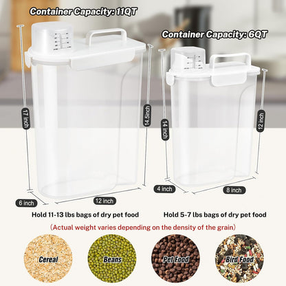 Dog Cat Food Storage Container, Pet Food Pourable Container Airtight with Large Spout & Cup, BPA-Free Plastic Food Dispenser for Pet Food, Bird Seed, Rice, Flour (Dark Gray, 2.5L)