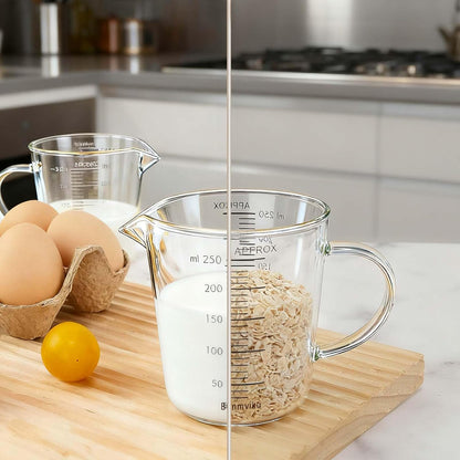 Glass Measuring Cup,Liquid Measuring Cups with 3 Scale(700ml,24oz,3cups) for Kitchen,Restaurant Baking,Cooking,Prepping
