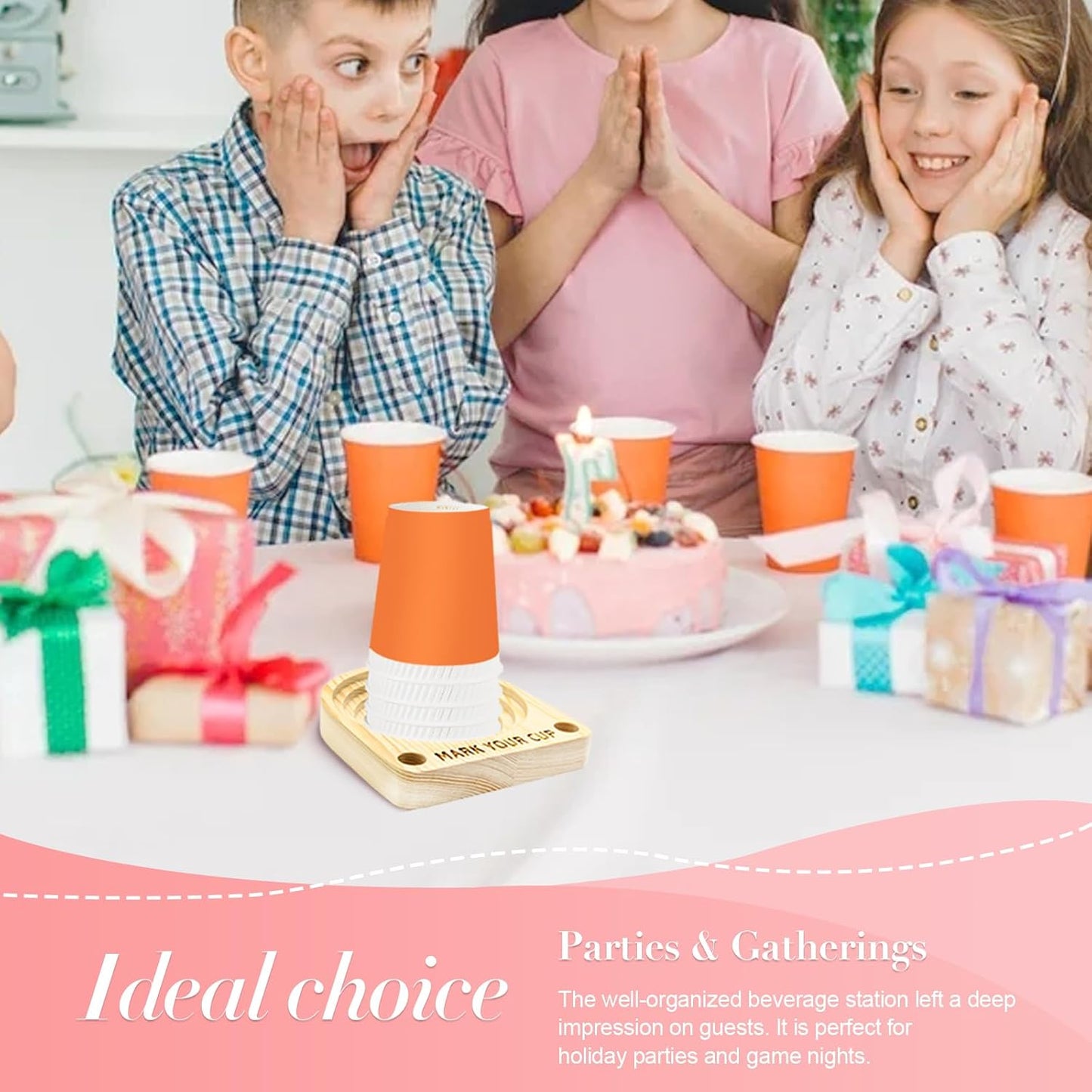 Hosting Essentials for Hosts and Parents, Cup Holders, Party Essentials, Solo Cup Holder with Marker Slot to Mark Drinks and Prevent Mix-Ups for Outdoor Parties, Birthdays and Family Gatherings