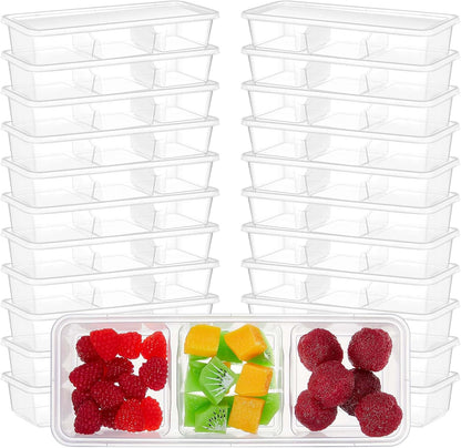 Hushee 10 Pack 17 oz Small Meal Prep Containers with 3 Compartments Snack Containers with Lid Disposable Plastic Bento Box Travel Lunch Food Boxes Stackable for Office Picnic (Black)