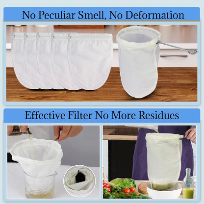 Fine Mesh Strainer, 3Pcs Cloth Strainer Bags with Steel Handle