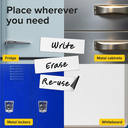 Dry Erase Magnetic Labels - Reusable Sticky Notes - Notepads for Refrigerator - Dry Erase Magnet Sheets - Blank Magnet Stickers to Write On - Magnets for Whiteboard Classroom Fridge