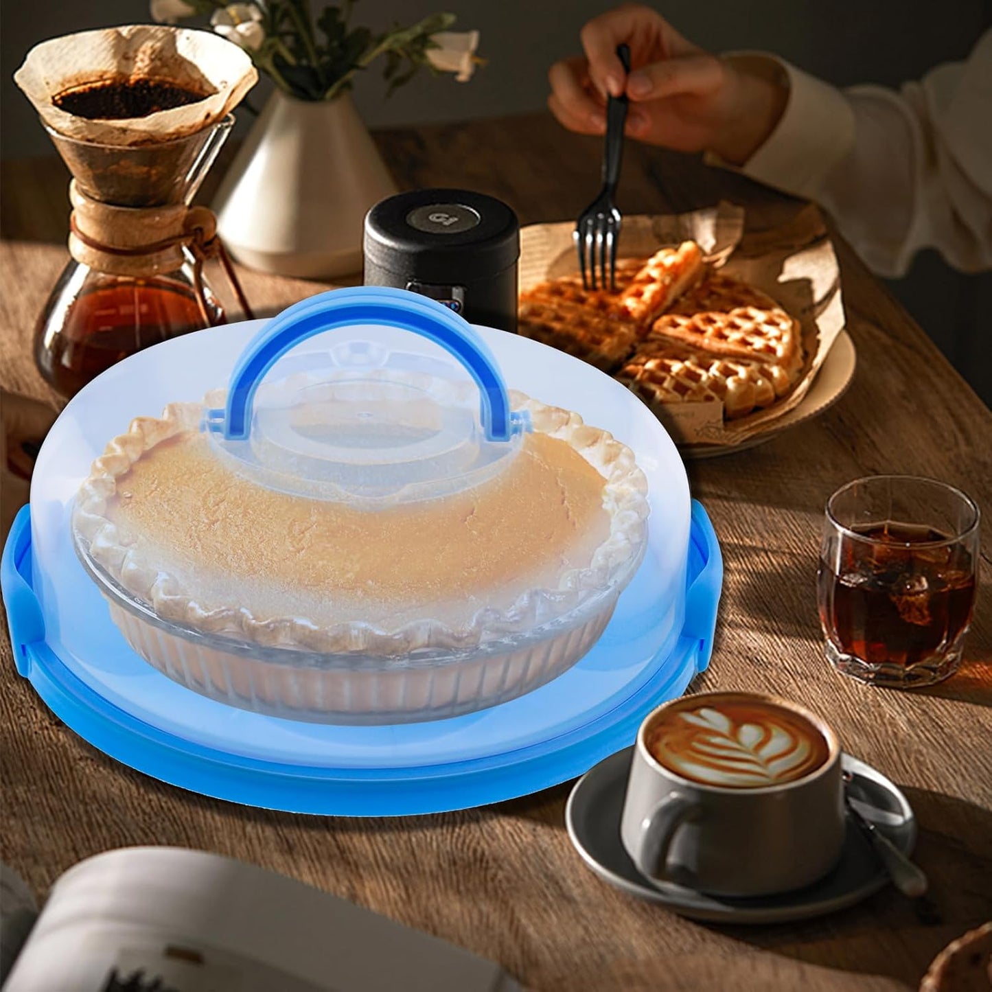 2Pcs Pie Carrier with Lid Portable Cheesecake Carrier 12 Inch Cupcake Cake for Thanksgiving Party Baby Shower Christmas (White)