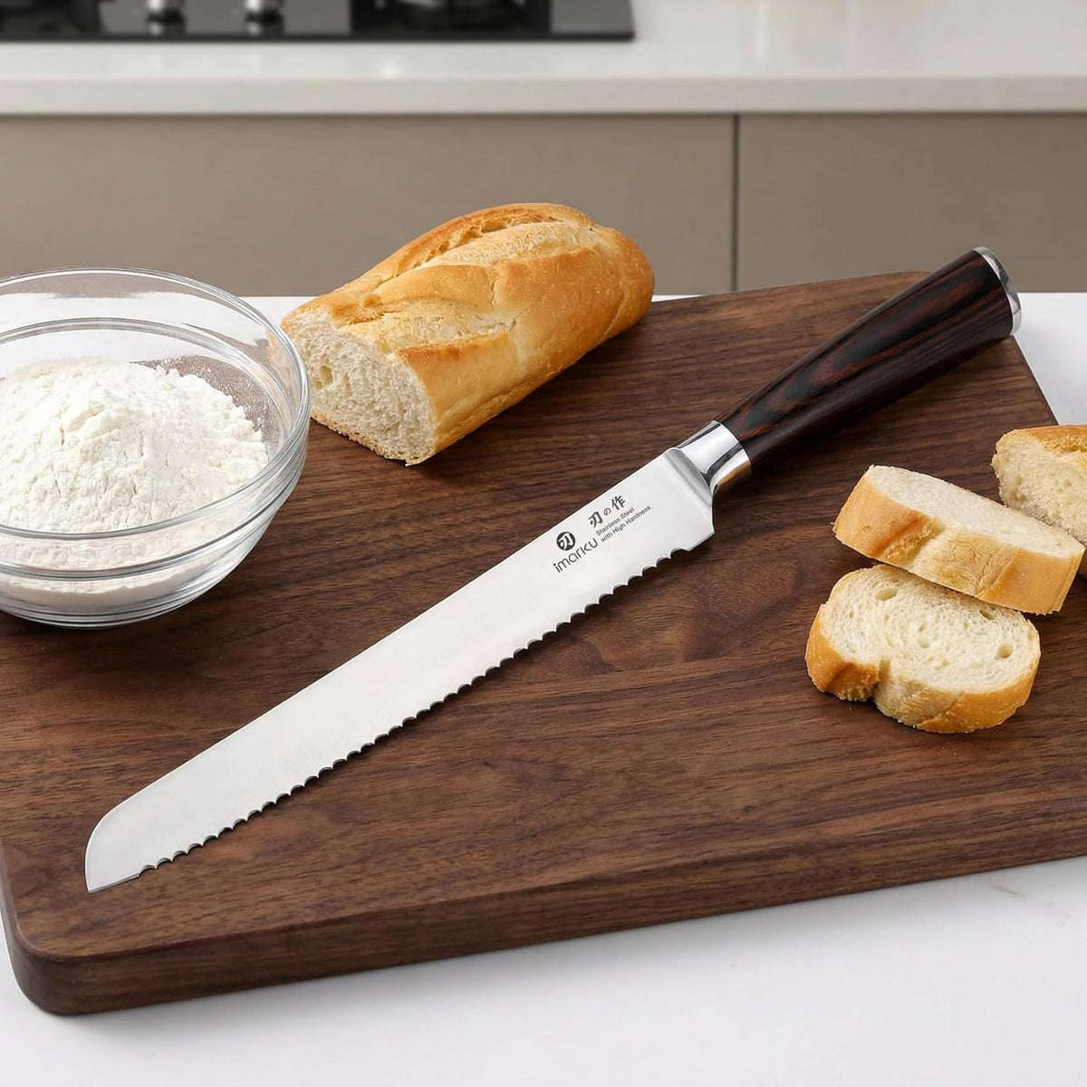 imarku 10 Inch Bread Slicer,Adjustable Thickness Homemade Bread Knife