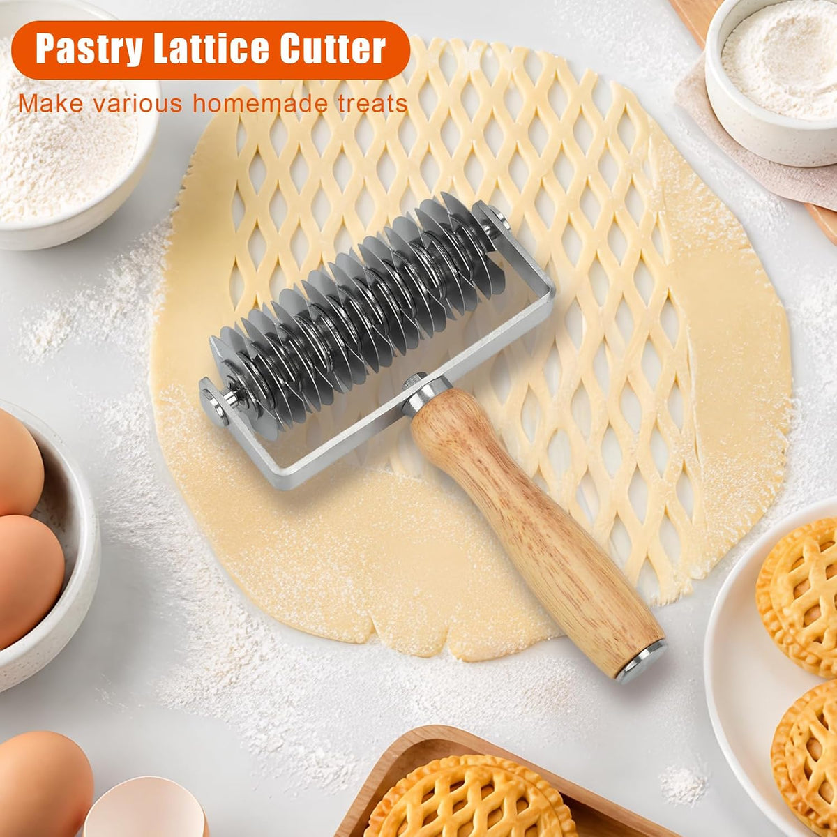 Pastry Lattice Roller Cutter, Pastry Cutter for Pie Bread Beef Wellington
