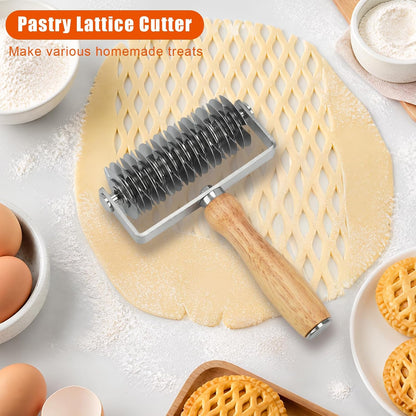 Pastry Lattice Roller Cutter, Pastry Cutter for Pie Bread Beef Wellington
