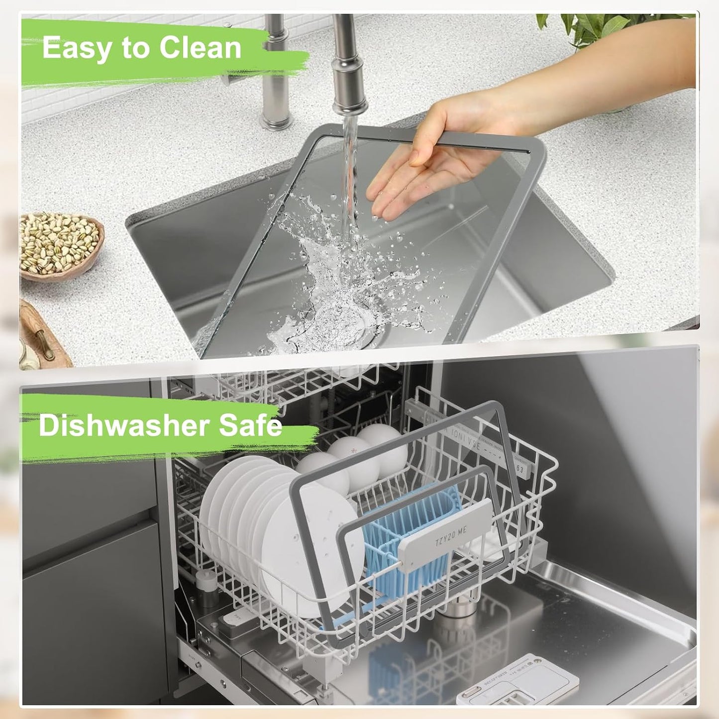 Cutting Board, Tempered Glass Cutting Board for Kitchen Counter, 2Pcs Chopping Board Set with Non-Slip Silicone Edges, Heat Resistant, Dishwasher Safe, Kitchen Decoration