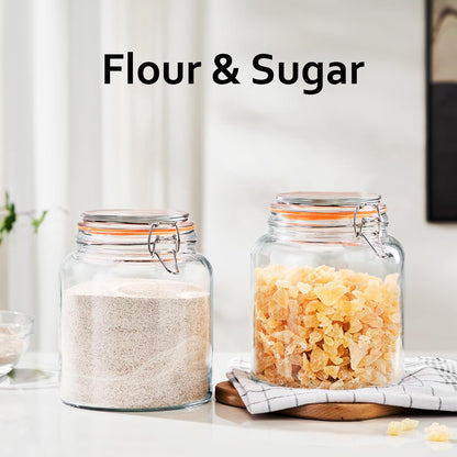 1 Gallon Glass Jars, Wide Mouth Airtight Lids, Food Storage 2 Pack