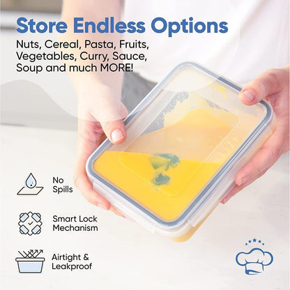 Chef's Path 28 Piece Airtight Food Storage Containers with Easy Snap Lids, 14 Containers and Lids, Stackable Kitchen and Pantry Canisters for Coffee, Meal Prep and Food Storage -Transparent