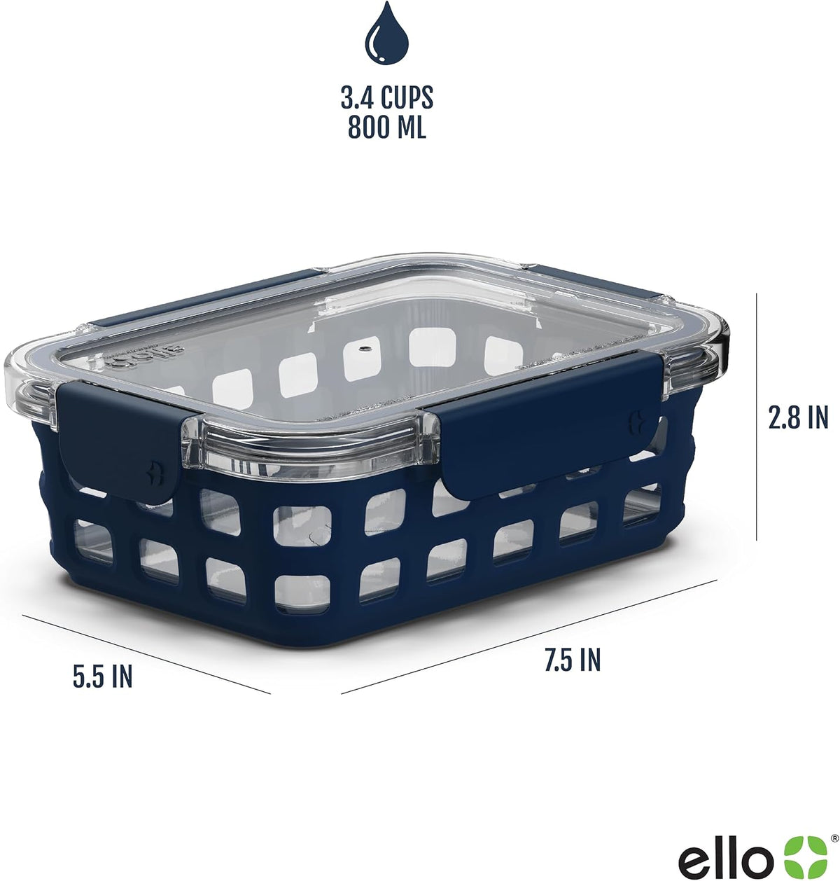 Ello Duraglass 3.4 Cup Meal Prep 10Pc,Set,Glass Food Storage Container with Silicone Sleeve and Airtight BPA-Free Plastic Lids,Dishwasher,Microwave & Freezer Safe,Evening Orchard,5 Count (Pack of 2)