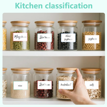 Dry Erase Sticker Labels Reusable Dry Erase Notes Storage Bins Labels Waterproof and Oil-Proof Removable Stickers for Food Containers Kitchen Classroom (60Pcs 1.2In ×3In 2In×2.4In)