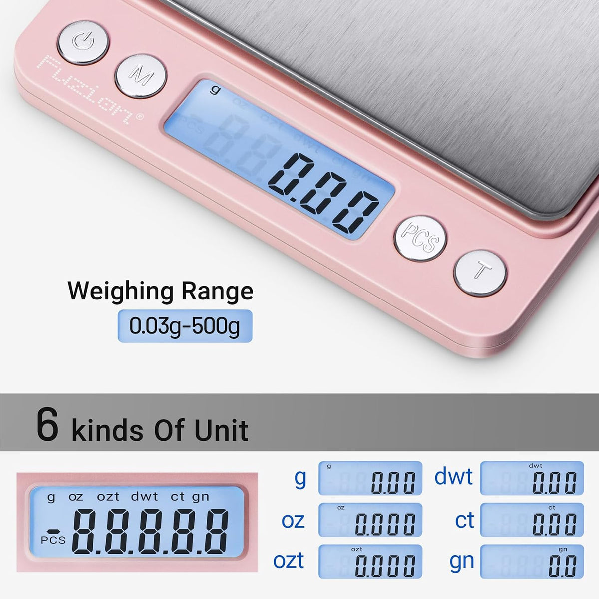 Fuzion Digital Gram Scale .01 Gram Accuracy, 500g Small Jewelry Scale
