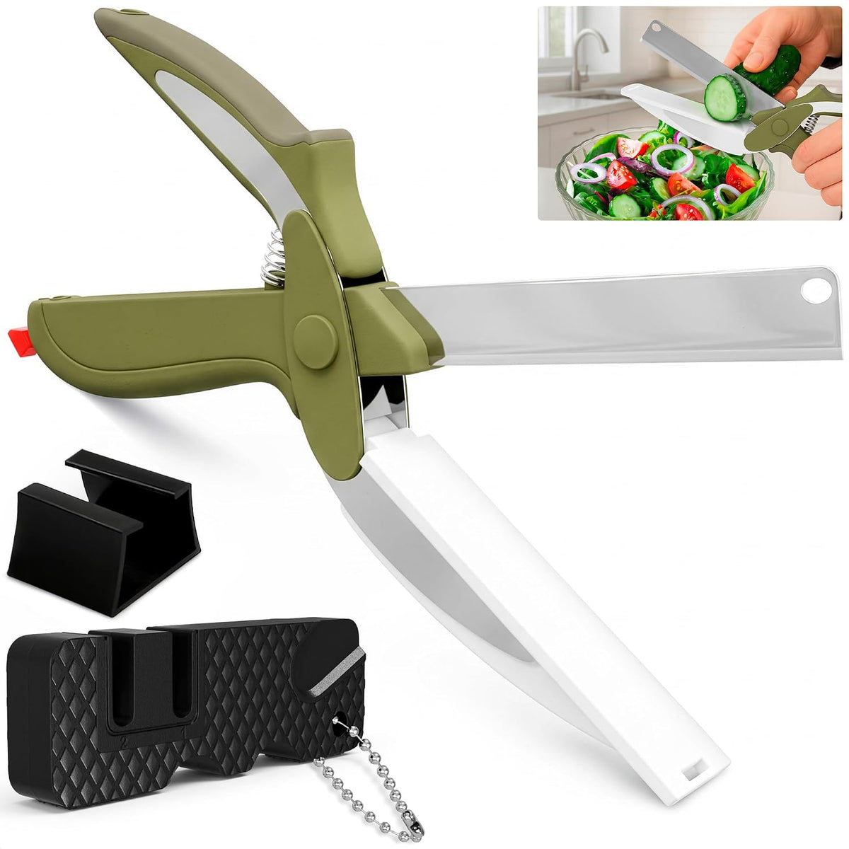 2 in 1 Kitchen Scissors for Food with Knife Sharpener (Grey)