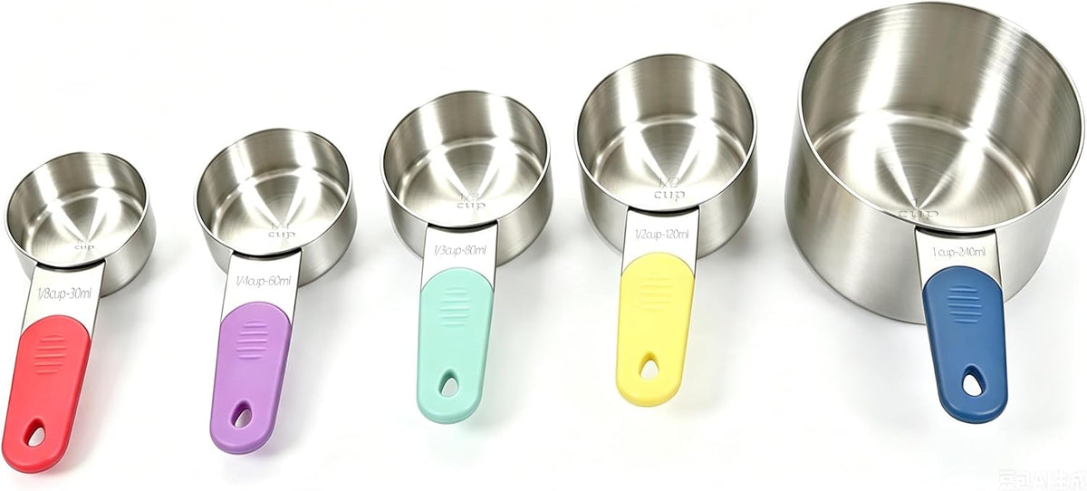 Magnetic Handles Stainless Steel Measuring Cups, Black, Kitchen Gadgets for Measure Liquid and Dry Ingredients, Cooking & Baking