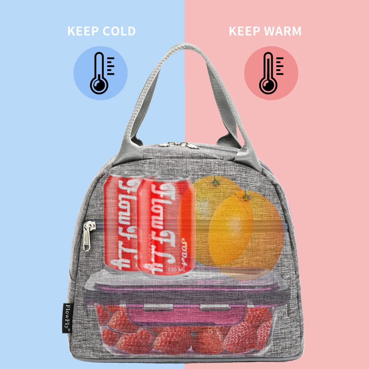 FlowFly Insulated Lunch Cooler Bag - Tote Bag Organizer for Women/Men, Black - Colors A