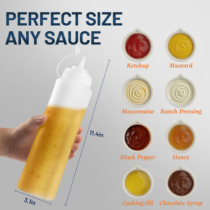 8oz Squeeze Bottles, Sauce Bottles, Squirt Bottle, Salad Dressing Bottle