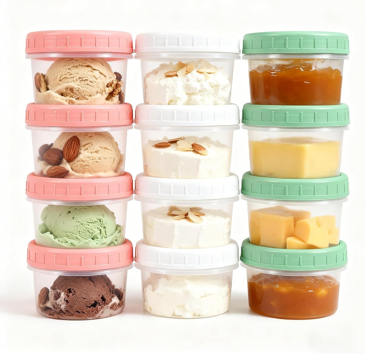 6 Pack 10oz Food Storage Containers, Plastic Containers with Twist Top Lid, Reusable Dishwasher Freezer Safe Airtight, Takeout Container - Ideal for Soup and More