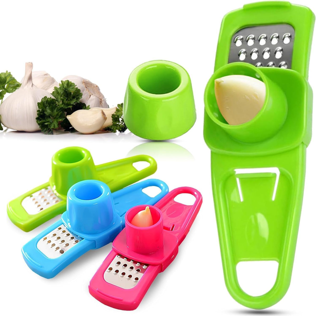 Garlic Grinder - Small Hand Garlic Press - Green