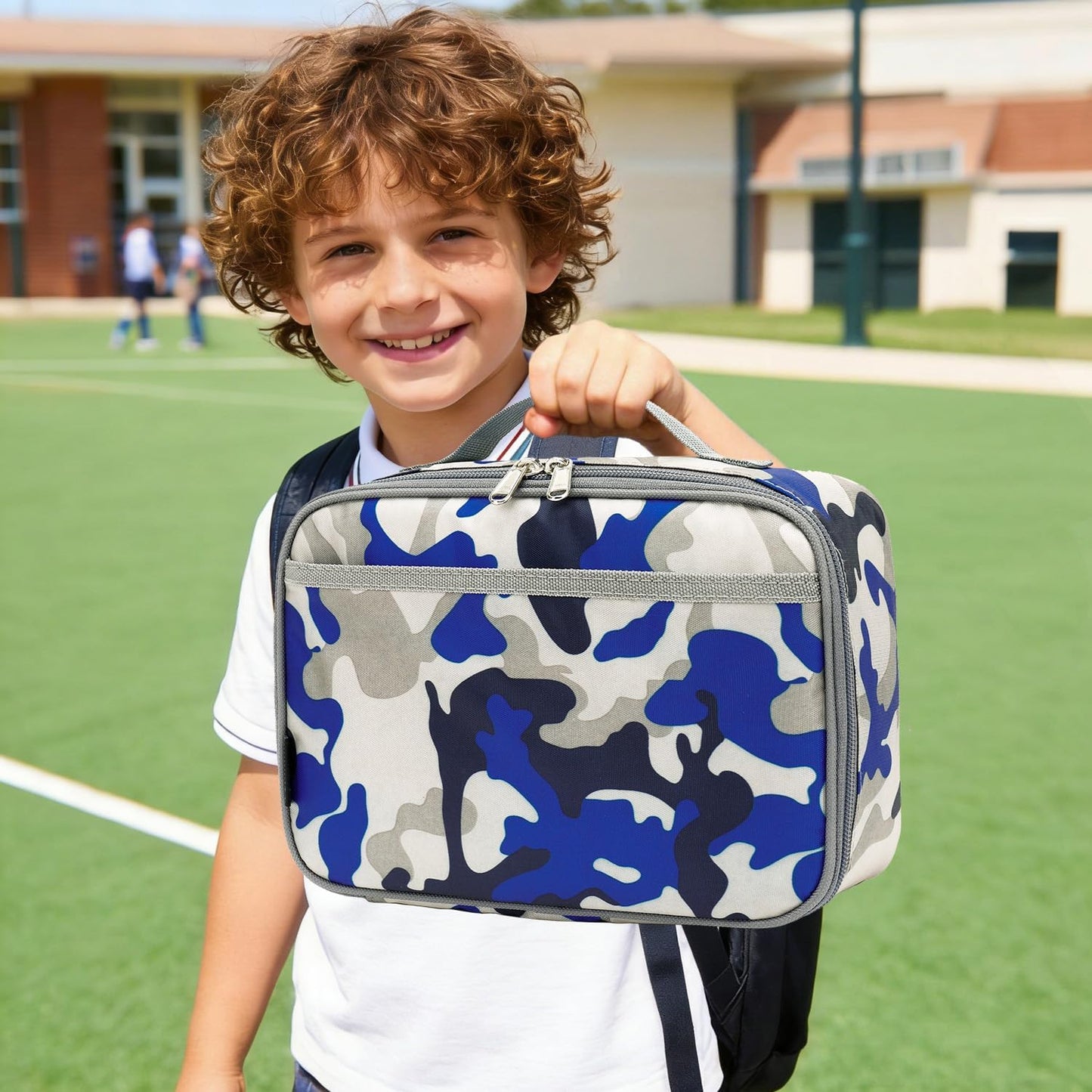 FlowFly Kids Lunch box Insulated Soft Bag Mini Cooler Back to School Thermal Meal Tote Kit for Girls, Boys, Black
