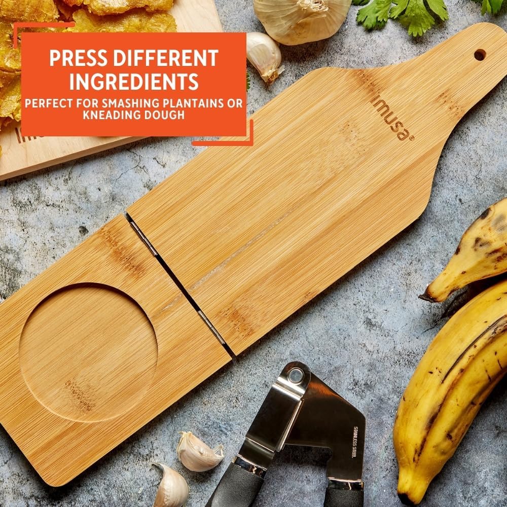 IMUSA Bamboo Tostonera & Plantain Press, Large