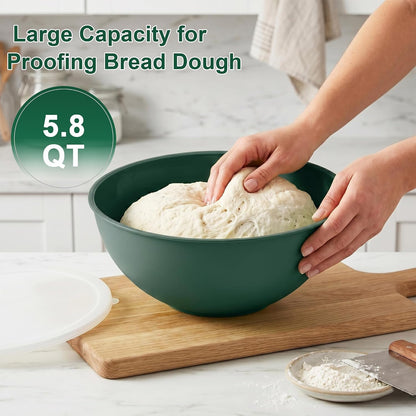 BoxedHome BPA Free Plastic Round Mixing Bowl with Lids, 12 Pack Nesting Bowls with Lids Set, Microwave and Dishwasher Safe Prep & Serving Bowls Great for Mixing, Baking, Serving (pinkish green, 12pcs)