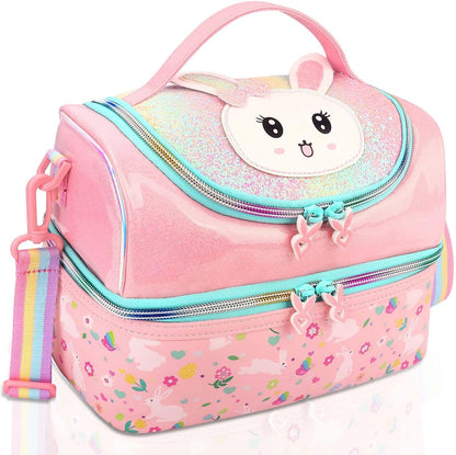 RHCPFOVR Kids Lunch Bag - Double - Decker Cooler Insulated Lunch Box for Boys Girls,Washable Lunch Bag with Strap and Reusable Toddler Lunchbox for School and Daycare