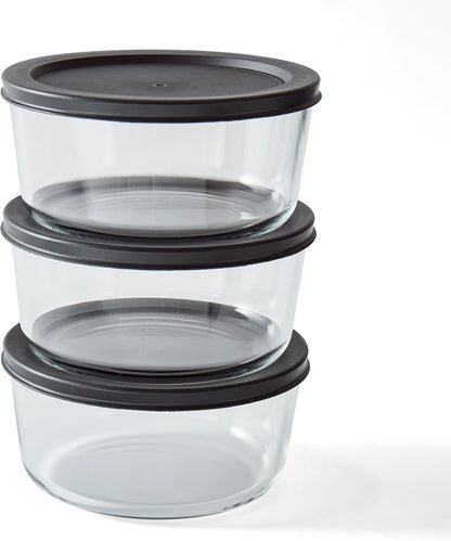 6-Piece Glass Food Storage Containers Set (3 Containers + 3 BPA-Free Lids) | 2-Cup, Leakproof | Microwave, Freezer, Oven & Dishwasher Safe | Ideal for Meal Prep & Pantry Organization, Pistachio