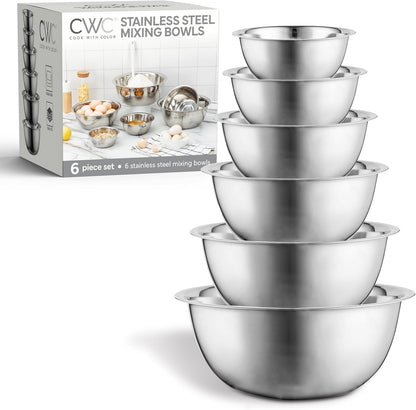 COOK WITH COLOR Stainless Steel Mixing Bowls Set - Nesting Bowls, 6 Pieces, Rose