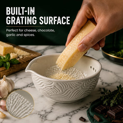 Herb Stripper Bowl, 3-in-1 Ceramic Herb Peeling Bowl